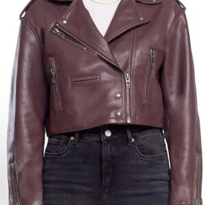 Blank NYC Women's Leather Moto Jacket - Dark Brown
